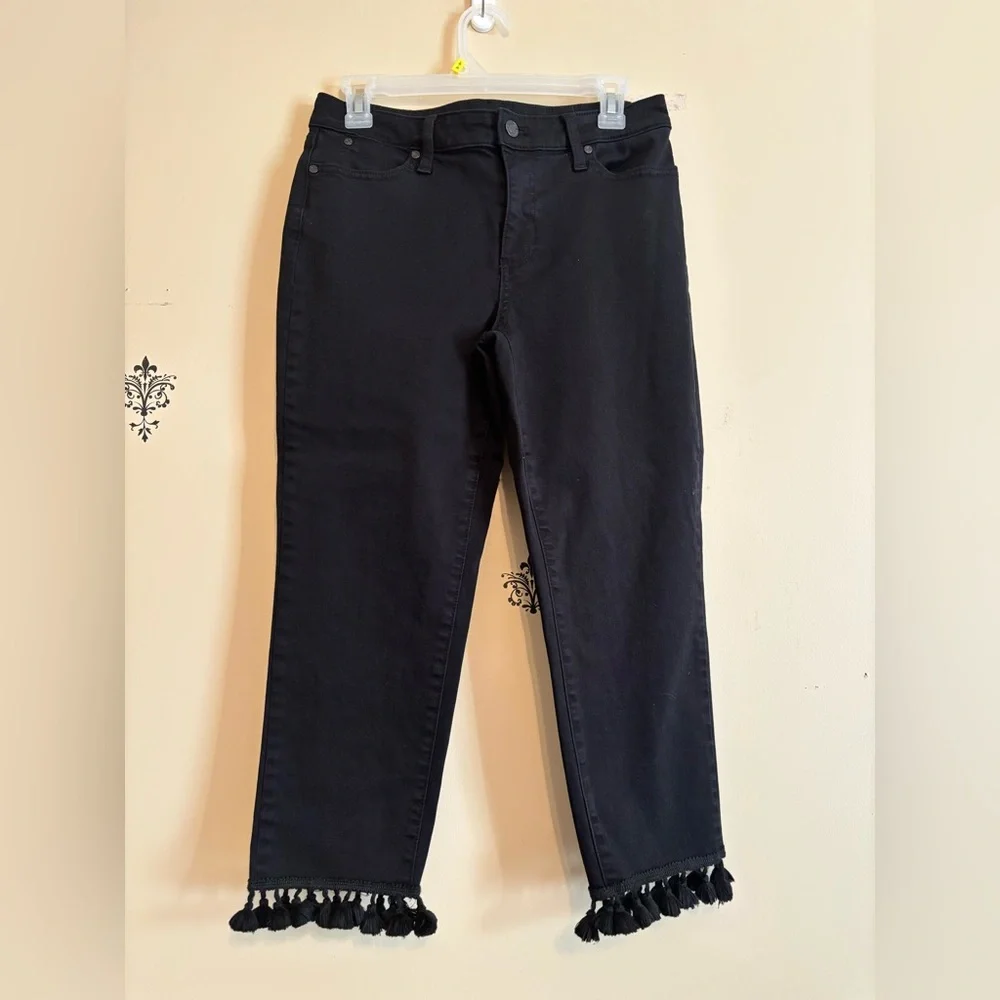 Talbots jeans cropped black high rise straight womens size 6 petite